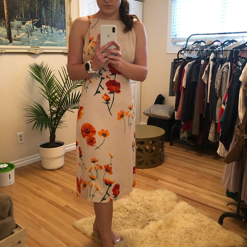 Peachy nude tie-back Wilfred dress